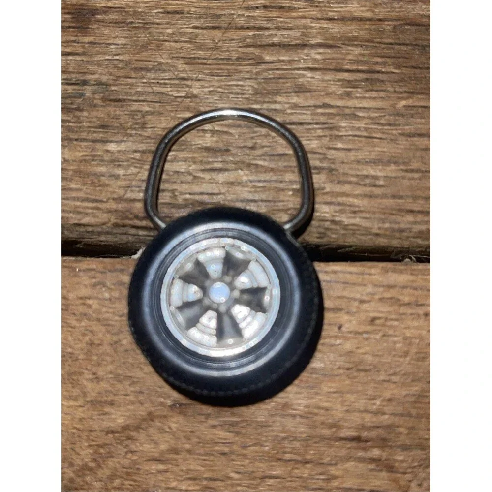 Vintage FIRESTONE STORES Tire Ring Keychain - Michigan R&R Tire Co.